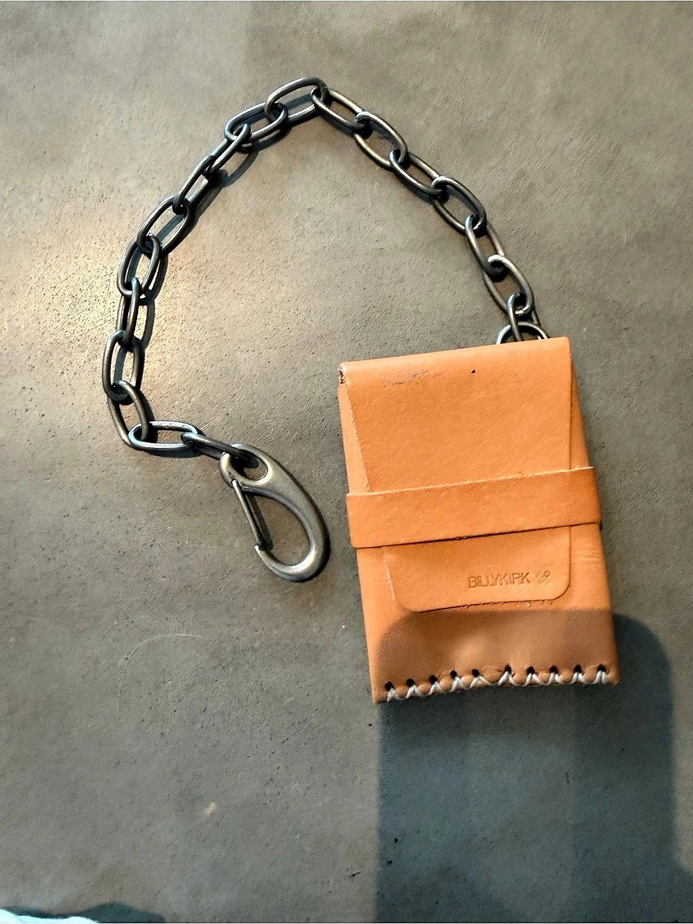 Billykirk Card Case on Chain Leather in tan NWT